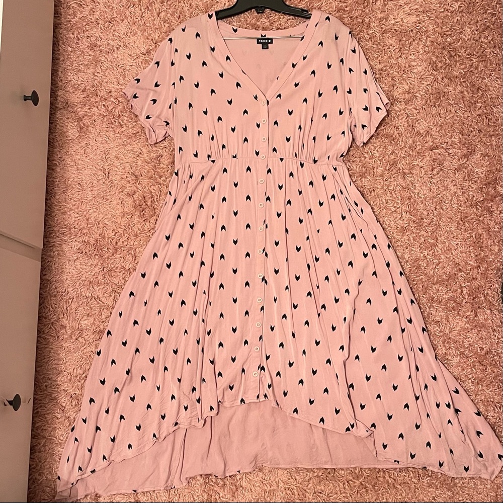 Torrid size 1 Lilac Purple Chevron Challis Sharkbite Shirt Dress
